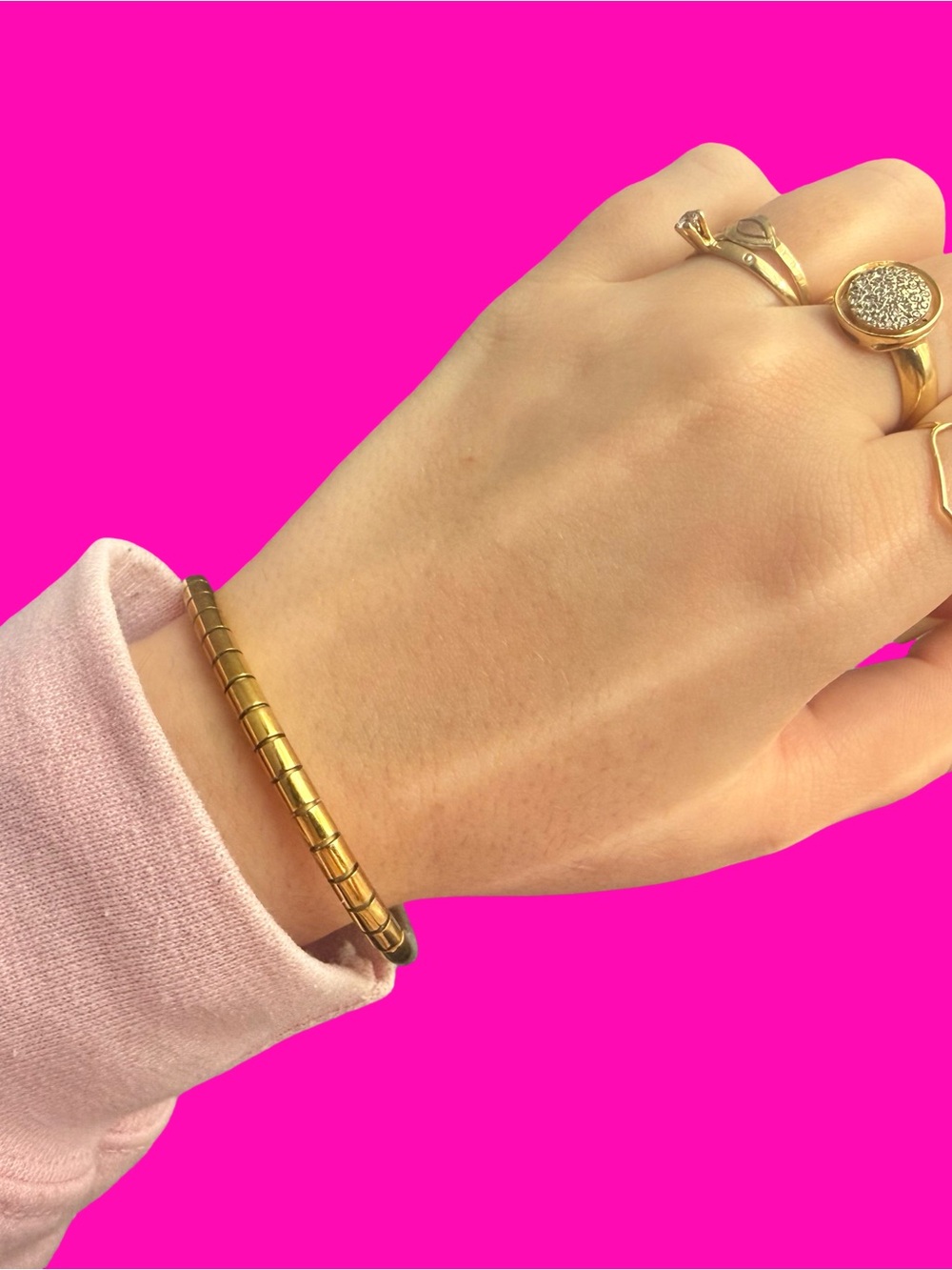 Gold Stretch Tile Bracelet - Women Jewelry